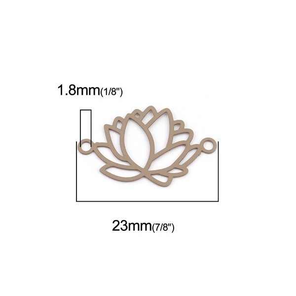 S11216308 PAX de 10 Estampes pendentif connecteur filigrane Fleur de lotus 23mm métal couleur Taupe - Photo n°1