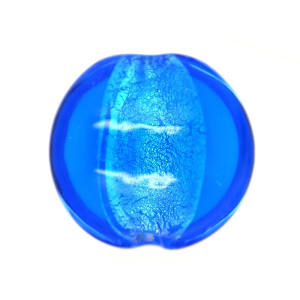 5 x Perle en Verre Rond Bombé Bleu - Photo n°1
