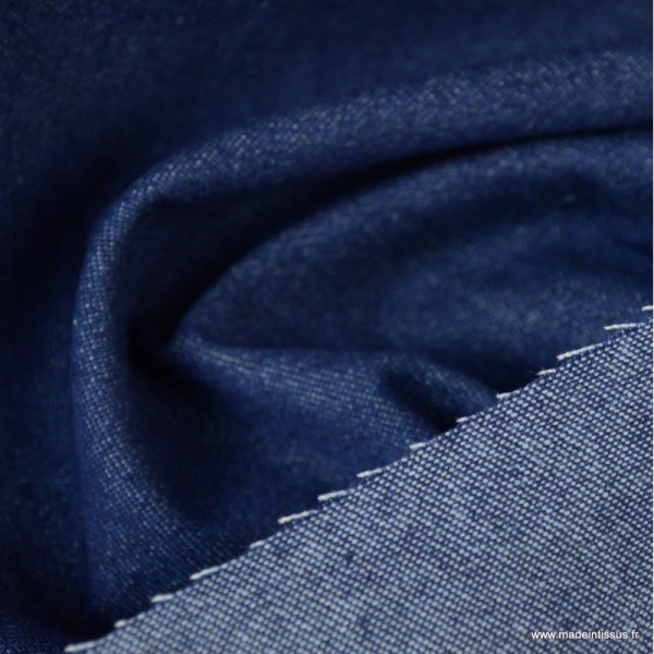 Tissu jean denim Lavé bleu foncé - Photo n°1