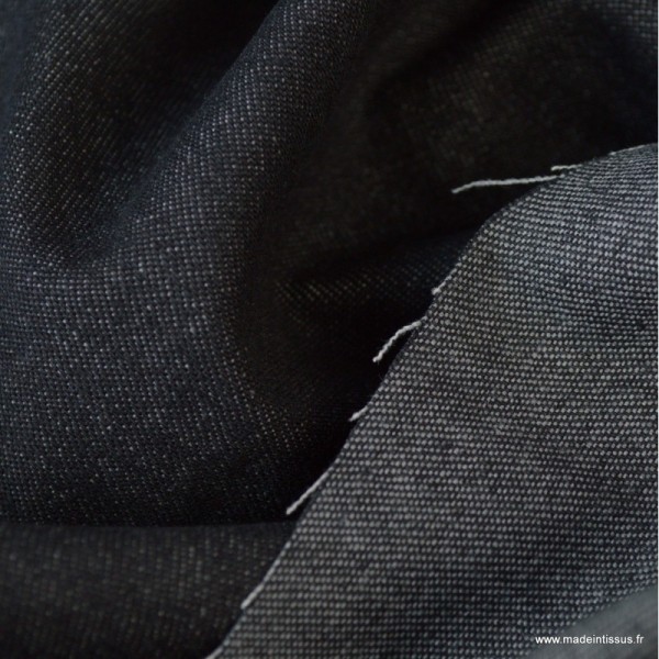 Tissu jean denim Lavé Noir - Photo n°1