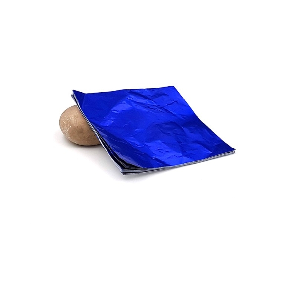 100 Feuilles à Dorer 8x8cm Couleur Bleu Royal Pour Dorure - Photo n°1
