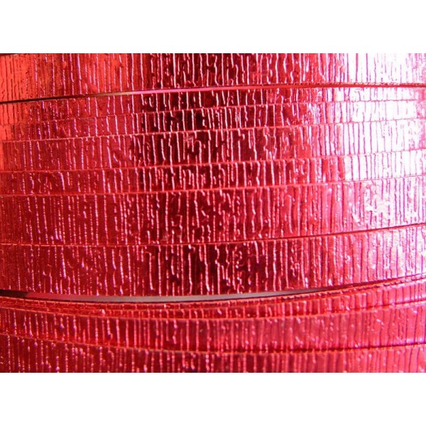 1 Mètre fil aluminium plat strié rouge 5mm Oasis ® - Photo n°1
