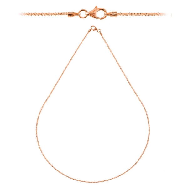 Chaine maille criss cross fermoir mousqueton en argent plaqué or rose - Longueur 50 cm - Photo n°2
