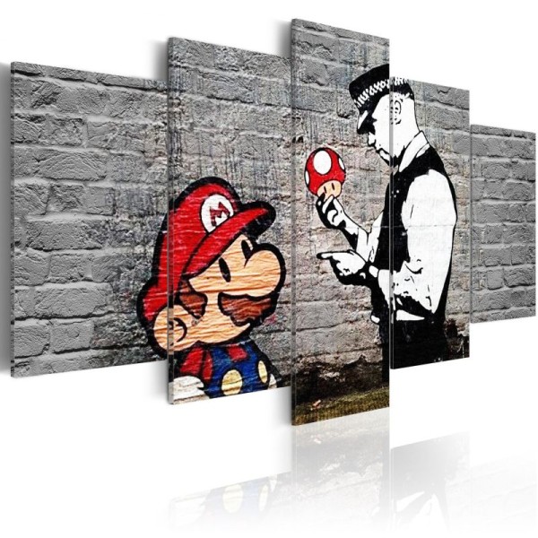 Tableau - Super Mario Mushroom Cop (Banksy) .Taille : 200x100 - Photo n°1