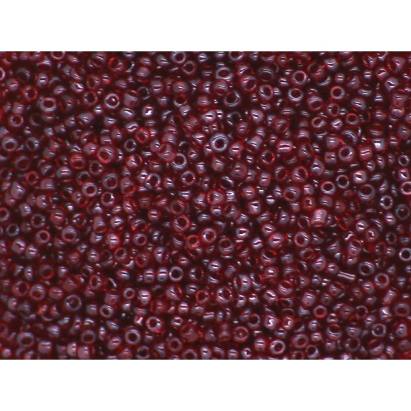 Perles rocaille verre transparent 3mm rouge foncé - 50g - Photo n°1