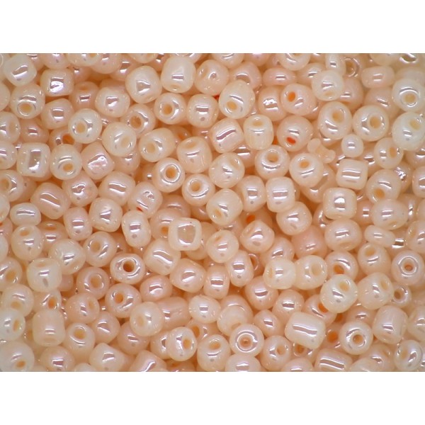 Perles rocaille verre pastel brillant 4mm pêche - 50g - Photo n°1