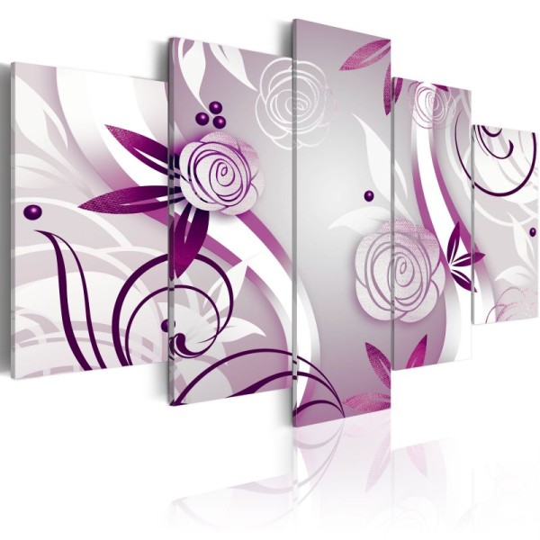 Tableau - Roses violettes .Taille : 100x50 - Photo n°1