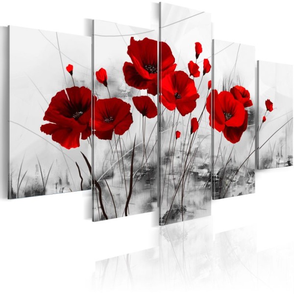 Tableau - coquelicots - rouge miracle .Taille : 200x100 - Photo n°1
