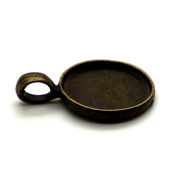 3 x Pendentif Rond pour Cabochon 18mm bronze antique - Photo n°1
