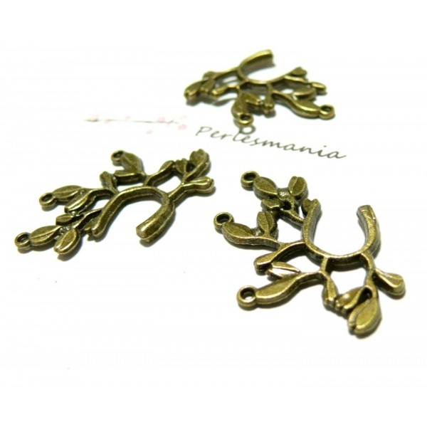 10 breloques pendentif branche de gui bronze No 2D1771 - Photo n°1