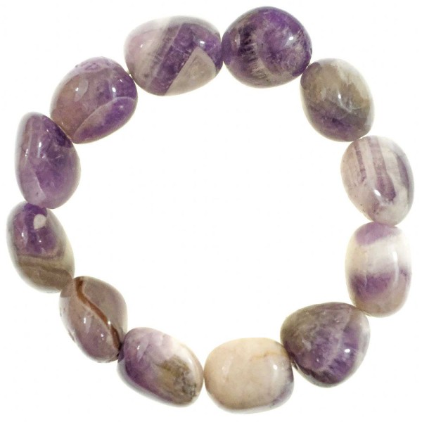 Bracelet en améthyste à chevron - Perles pierres roulées (grosses perles). - Photo n°1