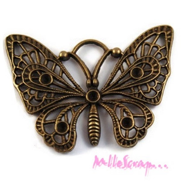 Grande breloque papillon métal bronze - 1 pièce - Photo n°1