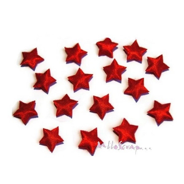 Appliques petites étoiles tissu rouge - 10 pièces - Photo n°1
