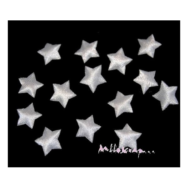 Appliques petites étoiles tissu blanc - 10 pièces - Photo n°1