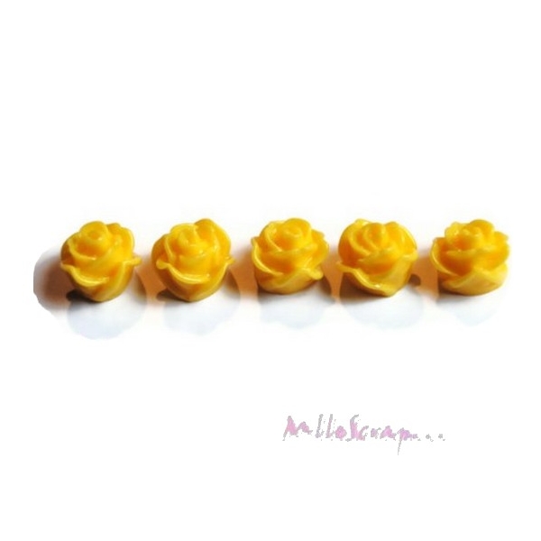 Cabochons petites roses résine jaune - 5 pièces - Photo n°1