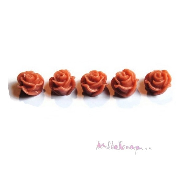 Cabochons petites roses résine rose vieilli - 5 pièces - Photo n°1