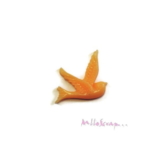 Cabochon oiseau résine orange clair - 1 pièce - Photo n°1