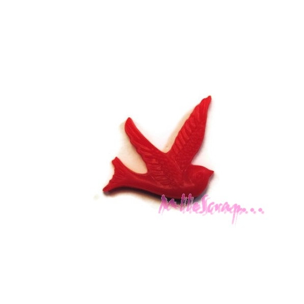 Cabochon oiseau résine rouge - 1 pièce - Photo n°1