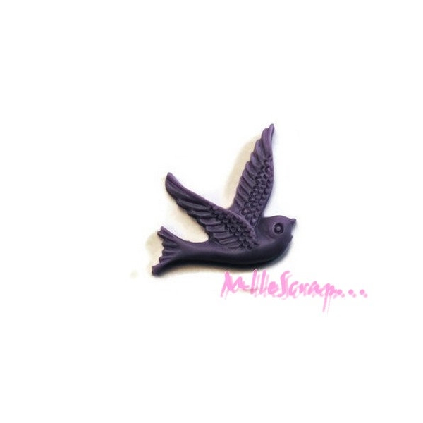 Cabochon oiseau résine violet - 1 pièce - Photo n°1