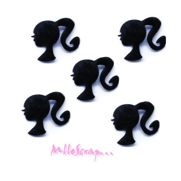 Appliques silhouettes de femme tissu noir - 5 pièces - Photo n°1