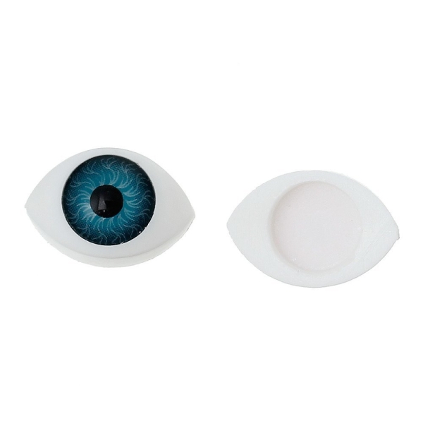 1 Paire d’oeil à coller – pupille bleu – 12x8mm - Photo n°1