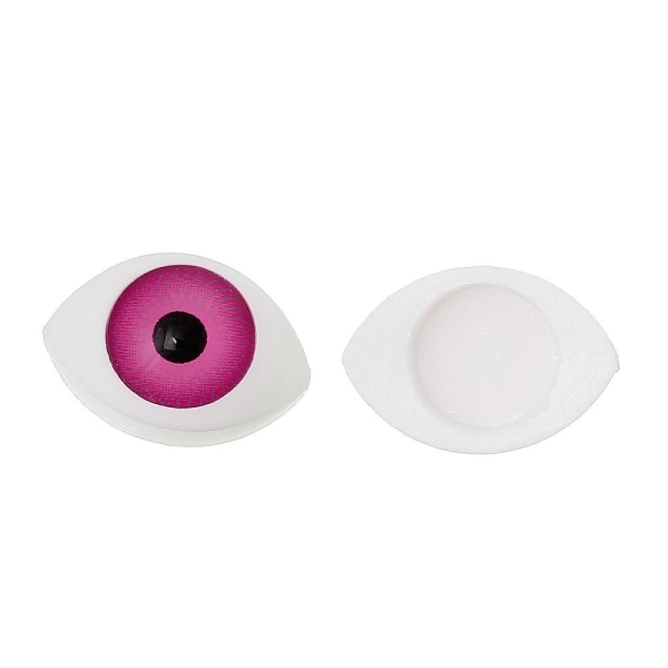 1 Paire d’oeil à coller – pupille rose – 17x11mm - Photo n°1