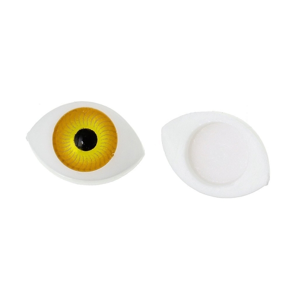 1 Paire d’oeil à coller – pupille jaune – 17x11mm - Photo n°1
