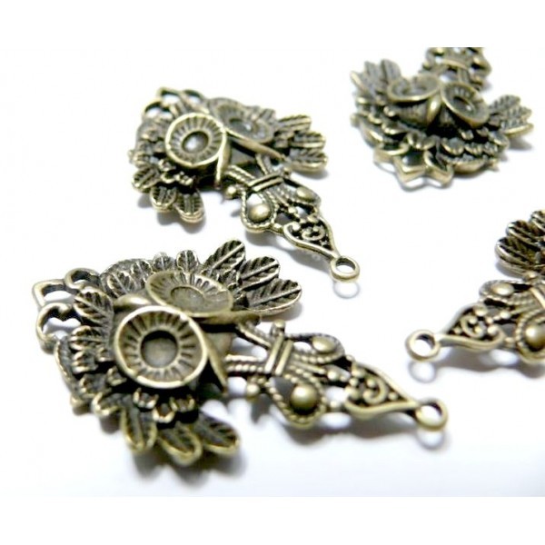 4 pendentifs connecteur hibou ref A14815 métal couleur Bronze - Photo n°1