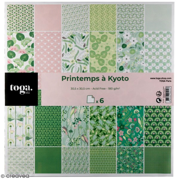 Papier scrapbooking Toga 30,5 x 30,5 cm - Kyoto - Effet tissé - 6 feuilles - Photo n°1
