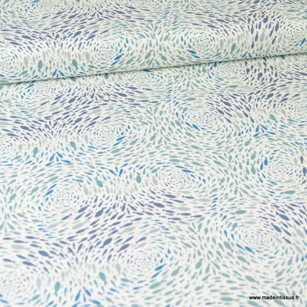 Tissu popeline coton Banc de Poissons fond blanc -  Art Gallery Fabrics - Photo n°1