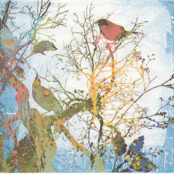 4 Serviettes en papier Oiseau Couleur Format Lunch Decoupage Decopatch L-703900 IHR - Photo n°1