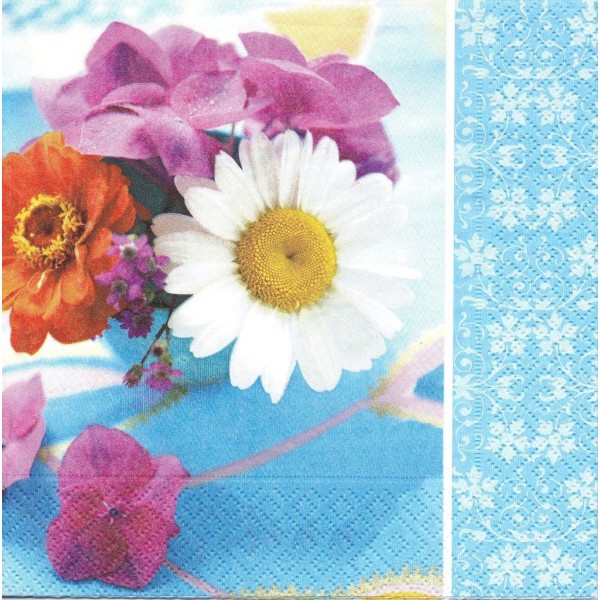 4 Serviettes en papier Bouquet Romance Marguerite Format Lunch Decoupage 21139 Paper+Design - Photo n°1