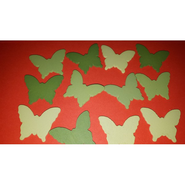 Douze papillons vert en bois - Photo n°1