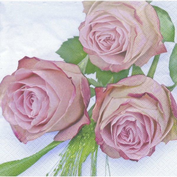 4 Serviettes en papier Vieilles Roses Fleurs Format Lunch Decoupage Decopatch 1208-13116 AvantGarde - Photo n°1