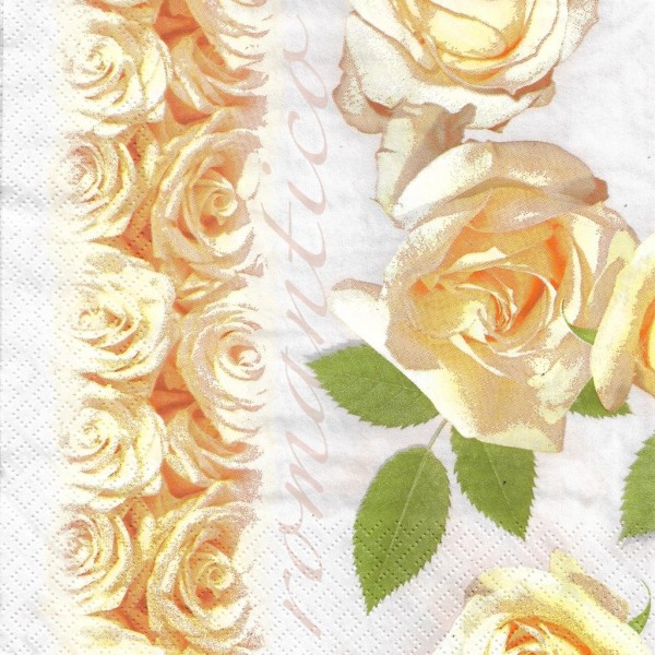 4 Serviettes en papier Roses Romantiques Format Lunch Decoupage Decopatch Ti-Flair 378724 - Photo n°1