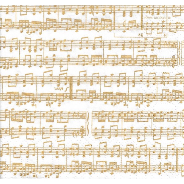 4 Serviettes en papier Partition Musique Notes Format Cocktail Decoupage Decopatch 125-3162 PPD - Photo n°1
