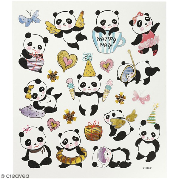 Stickers Creativ Company - Panda - 21 pcs environ - Photo n°1