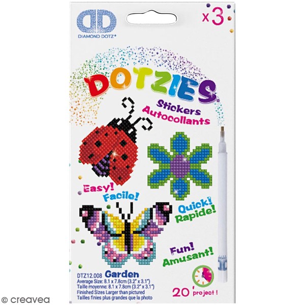 Petit Kit 3 Stickers à décorer - Diamond Dotz - Garden - Photo n°1