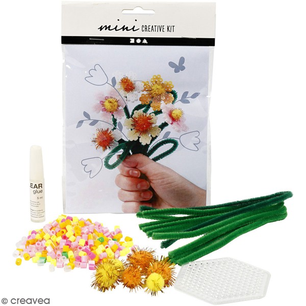 Kit activité enfant - Perles à repasser - Bouquet de fleurs - Photo n°1