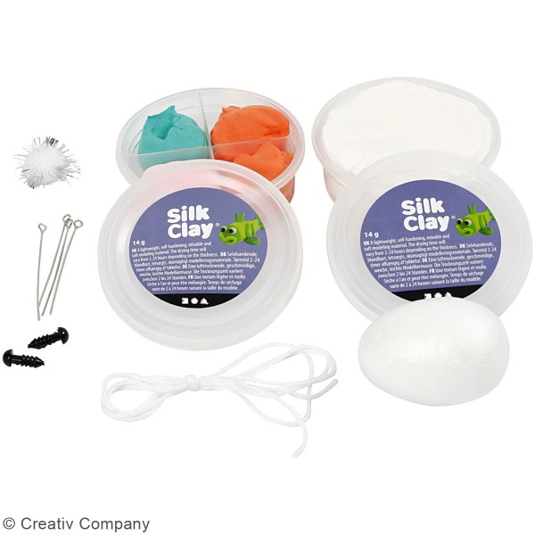 Kit activité enfant - Modelage Silk Clay  - Suspensions de Pâques - Photo n°3