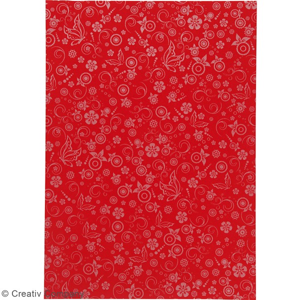 Papier scrapbooking A4 coloris Rouge - Motifs argentés - 20 feuilles - Photo n°2