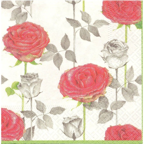4 Serviettes en papier Fleur Rose Rosier Format Cocktail Decoupage Decopatch 74617 Nouveau - Photo n°1
