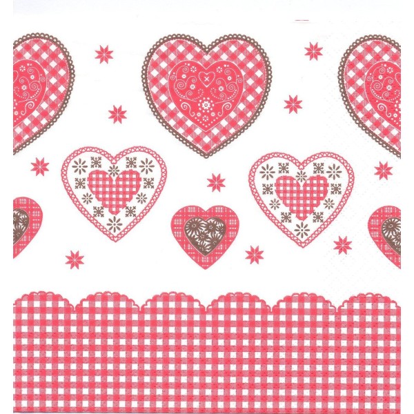4 Serviettes en papier Cœur Amour Format Lunch Decoupage Decopatch Ti-Flair 371791 - Photo n°1