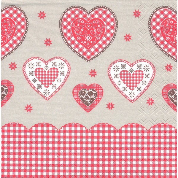 4 Serviettes en papier Cœur Amour Format Lunch Decoupage Decopatch Ti-Flair 371792 - Photo n°1