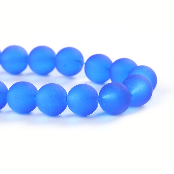 Lot 20 Perles Verre ronde Bleu Saphir Givré 11mm -SC44986- - Photo n°1