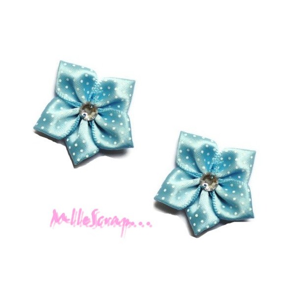 Appliques fleurs tissu bleu - 5 pièces - Photo n°1