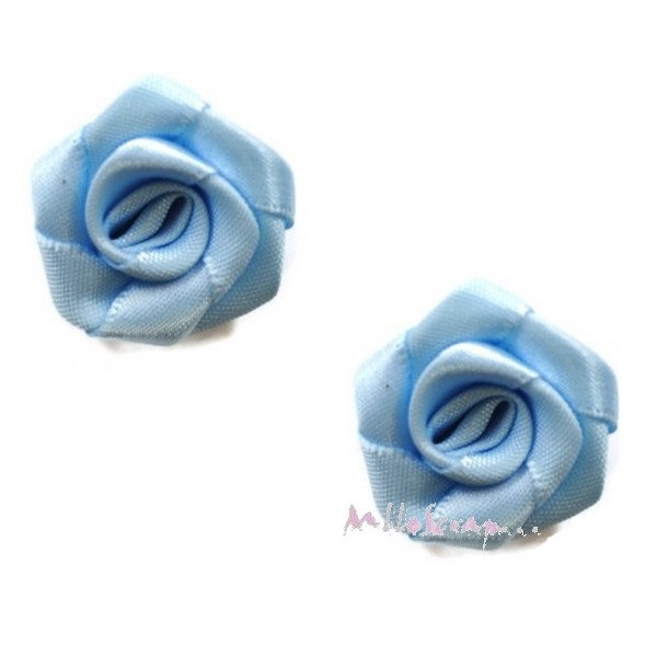 Appliques roses tissu bleu - 5 pièces - Photo n°1