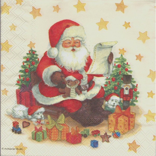 4 Serviettes en papier Lettre au Père Noël Format Lunch Decoupage Decopatch 33303820 Ambiente - Photo n°1