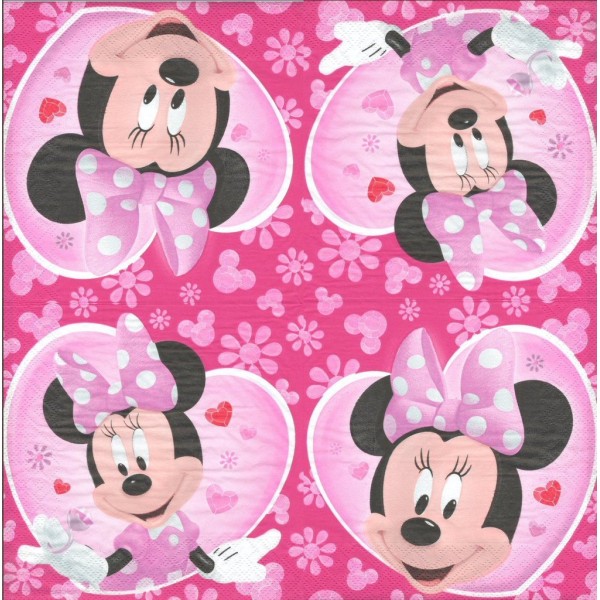 4 Serviettes en papier Minnie Mouse Mickey Format Lunch Decoupage Decopatch 2030238 Decorata - Photo n°1