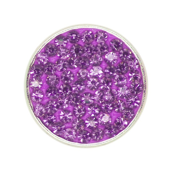 Bouton pression en laiton 20 mm violet lilas avec strass - Photo n°1